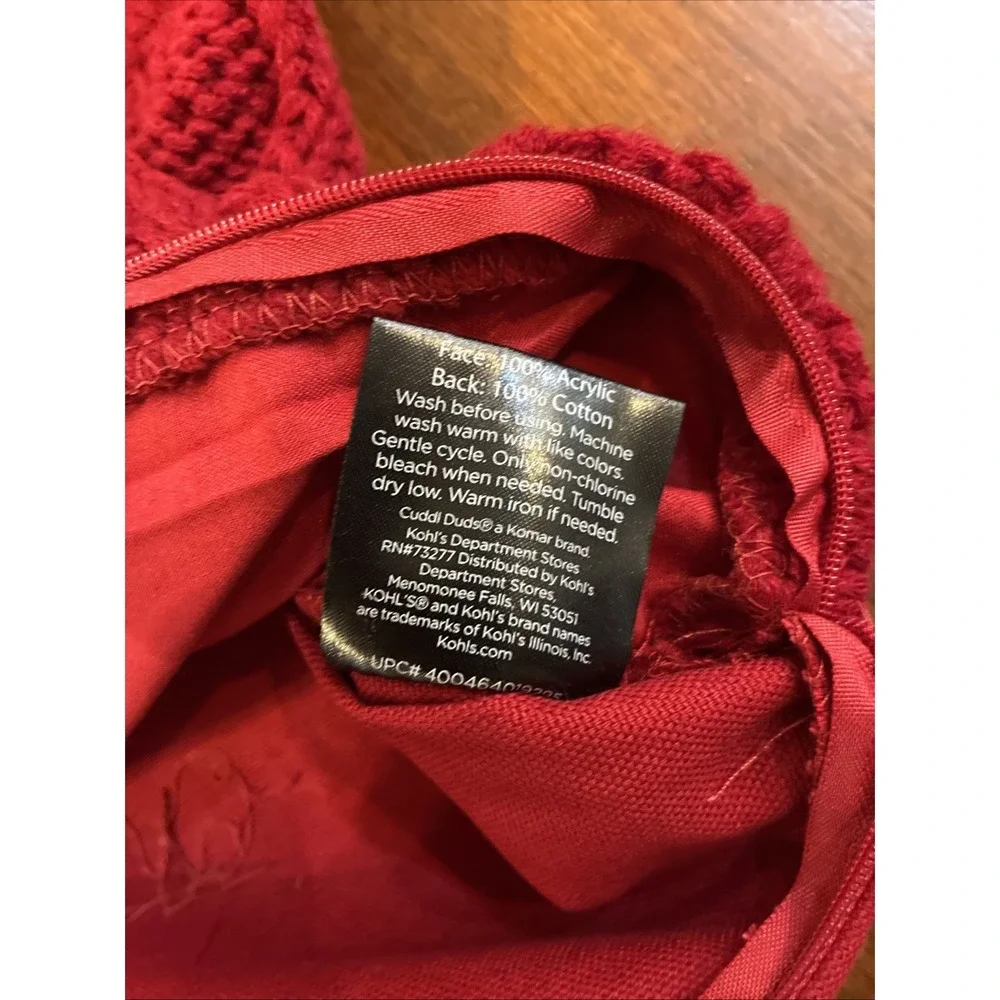 2 Cuddl Duds Cable Knit Sweater Pillow Cover Sham Red 24